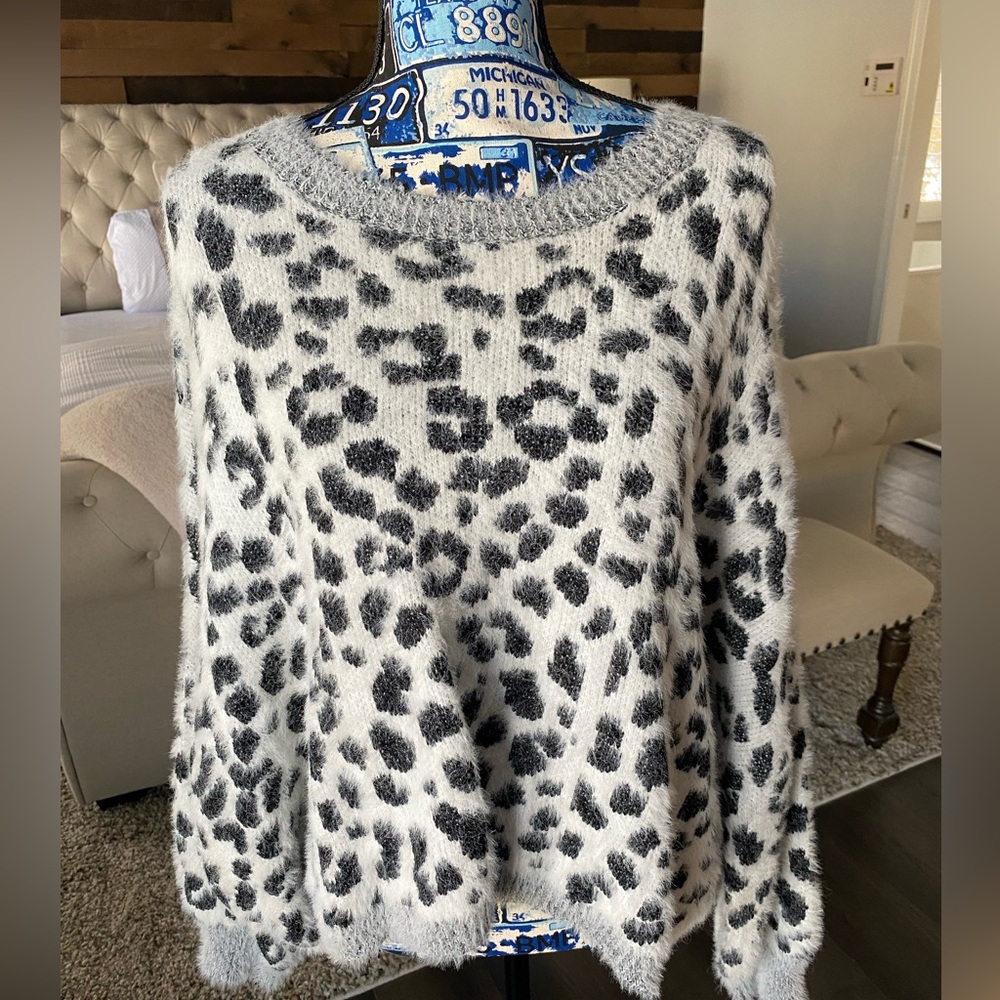 Black and white leopard sweater